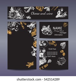 Corporate style - cheese.
Vector background sketch - branding