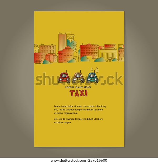 Corporate style -\
 city and taxi. Poster.\
Vector.