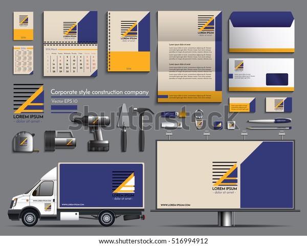 Corporate Style Construction Company Design Branded Stock Vector ...