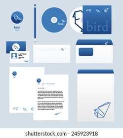 Corporate style design template. Vector. Editable. Animals, Birds.