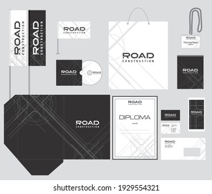 Corporate style, identity. Road construction. Industrial design