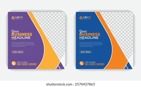 Corporate style modern layout digital marketing social media post or web banner, colorful and Creative layout square banner
