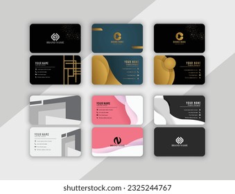 corporate style print business card set templates