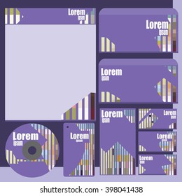 Corporate style - purple vector patterns - Document folders, letterhead, disk, envelope, brochure - Branding