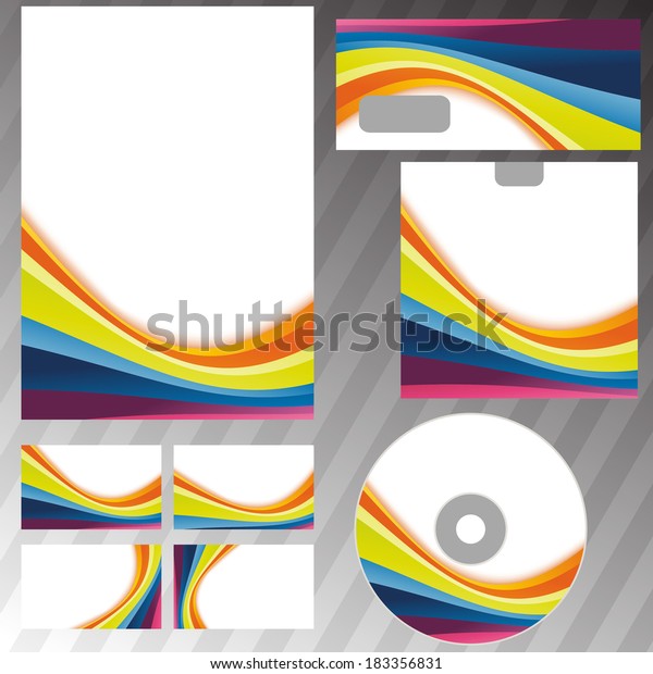 Corporate style rainbow stationery template.\
Vector illustration