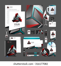 corporate style red robot technology turquoise black.