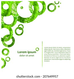 corporate style template, texture of green watercolour circles, design elements