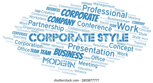 Corporate Style vector word cloud, made with text only.
