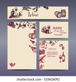 Corporate style - wine and cheese.
Vector background sketch - branding
