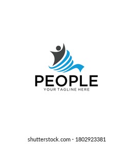 Corporate Success & Health & Winner logo template. Business concept. Human abstract. Vector line colorful icon.