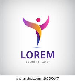 Corporate Success  Health  Winner logo template. Business concept. Human abstract. Vector 3d icon.