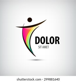 Corporate Success & Health & Winner logo template. Business concept. Human abstract. Vector line colorful icon.