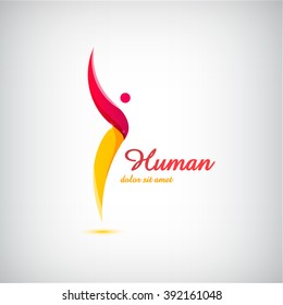 Corporate Success logo,  Health logo, Winner template. Business concept. Human abstract. Vector line colorful icon. Positive man logo, fitness, sport