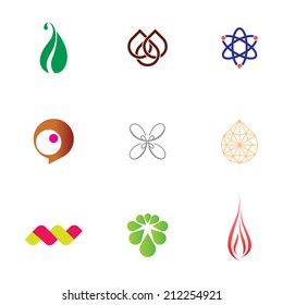 Corporate symbol vector design elements with business card template 