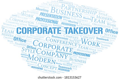 Corporate Takeover Vector Word Cloud, Made With Text Only.