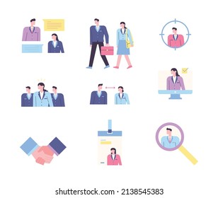 Personaje De Diseño De Concepto De Empleado De Contratación De Talentos Corporativos. ilustración vectorial de estilo de diseño plano.