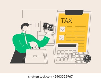 Corporate tax abstract concept vector illustration. Tax preparation service, corporate income, enterprise liability, payment planning, limited company, divided deduction abstract metaphor.