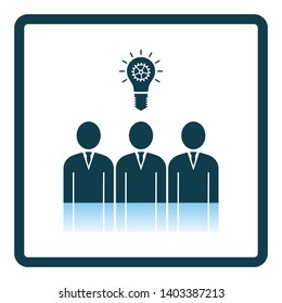 Equipo Corporativo Encontrando Icono De Nueva Idea. Diseño de reflexión de sombra cuadrada. Ilustración vectorial.