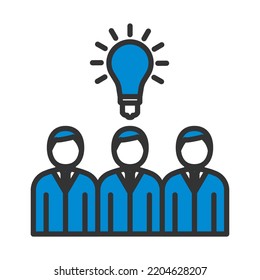 Corporate Team Finding New Idea Icon. Editable Bold Outline With Color Fill Design. Vector Illustration.