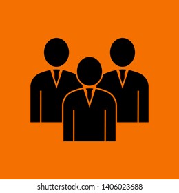 Corporate Team Icon. Black on Orange Background. Vector Illustration.
