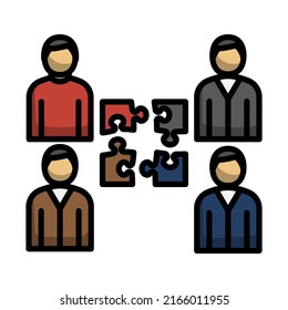 Icono de equipo corporativo. Contorno de negrita editable con diseño de relleno de color. Ilustración vectorial.