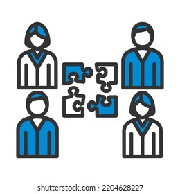 Icono de equipo corporativo. Contorno de negrita editable con diseño de relleno de color. Ilustración vectorial.