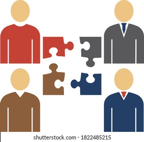 Corporate Team Icon. Flat Color Design. Vector Illustration.