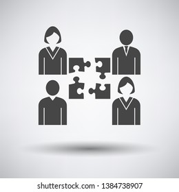 Corporate Team Icon on gray background, round shadow. Vector illustration.