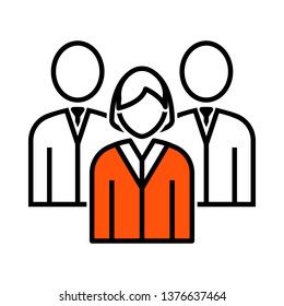 Corporate Team Icon. Thin Line With Orange Fill Design. Vector Illustration.