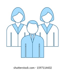 Corporate Team Icon. Thin Line With Blue Fill Design. Vector Illustration.
