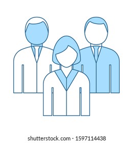 Corporate Team Icon. Thin Line With Blue Fill Design. Vector Illustration.