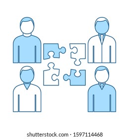 Corporate Team Icon. Thin Line With Blue Fill Design. Vector Illustration.