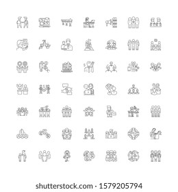 Corporate team linear icons, signs, symbols vector line illustration set