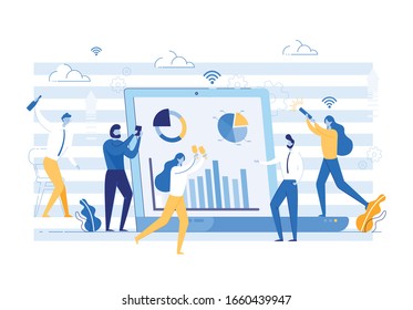 Corporate Team Success Celebration. Business Team, Colleagues and Coworkers, Men and Women Cartoon Characters Cheerful with Overall Success in Work and Joint Achievements. Flat Vector Illustration.