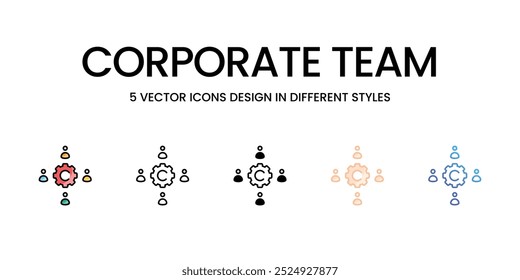 Conjunto de iconos vectoriales de Equipo Corporativa listo para usar