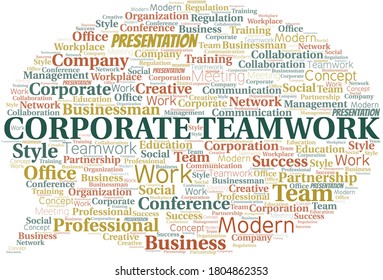 Corporate Teamwork vector word cloud, made with text only.