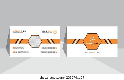 Corporate template business card  layout with modern design. Double sided business card design. Visiting card professional unique business design. 