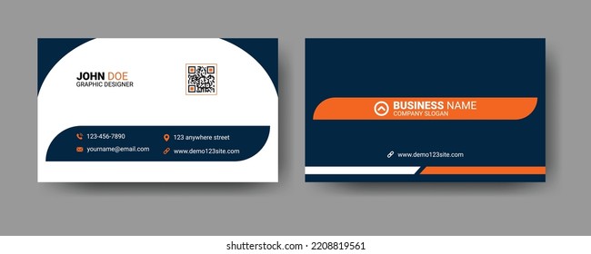 Corporate Templates Business Card Design. Blue And Orange Business Card Template. Professional And Elegant Abstract Card Template. Clean Business Cards