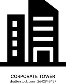 Torre Corporativa y diseño de iconos de estructura de edificios de oficinas