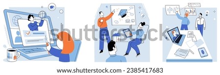 Corporate training vector illustration. The corporate training concept emphasized importance collaboration The meeting served as platform for exchanging ideas and best practices The company