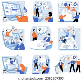 Corporate training vector illustration. Internal coaching programs empower employees to take ownership their growth The business conference attracted diverse audience from various industries