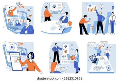 Corporate training vector illustration. The corporate training metaphor compared leadership to conducting orchestra The lecture highlighted importance effective communication in business Lesson plans