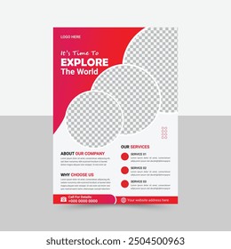 Corporate travel flyer design, creative stylish flyer template, vector template in A4 size, blue color modern flyer, perfect for creative professional business, vector template. print ready. travel