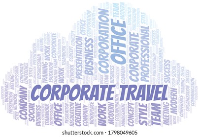 Corporate Travel Vektor Wortwolke, nur mit Text.