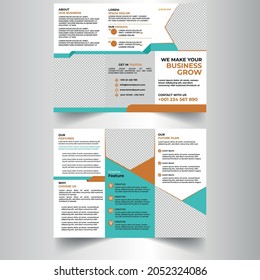 
Corporate Tri fold brochure design, Business Tri fold brochure design,  Tri fold brochure design, brochure flyer design, green and orange color, Vector a4 size