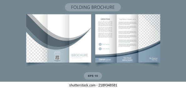 Corporate Tri fold brochure design, brochure flyer design, Vector . Gray corporate trifold brochure for business. Flyer for printing. Vector graphics.