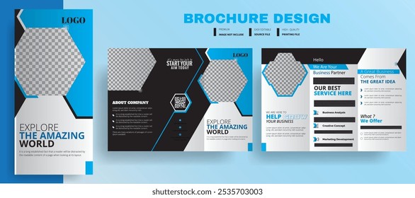 Corporate Tri Fold Brochure Design,  Creative brochure design,  Modern, Creative, and Professional tri-fold brochure vector design. Simple and minimalist layout.