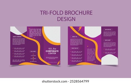 Corporate Tri fold Brochura layout, capa, folheto, livreto, promoção, resumo, apresentação, design de brochura vetorial.