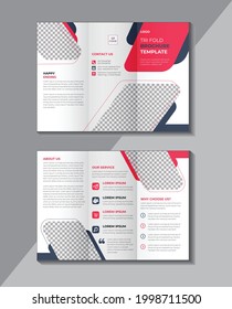 Plantilla de folletos multipliegos para la empresa Tri, diseño de folletos para trípticos modernos, diseño de planchas para folletos para el tríbol de negocios, color rojo, Vector a4