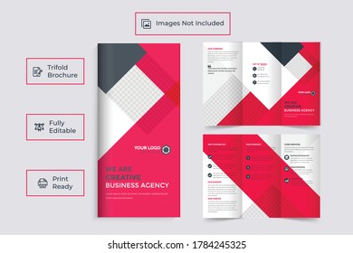 Corporate Trifold Brochure business templates, magazine, flyer, booklet or annual report. Colorful polygonal floral eps 10 background